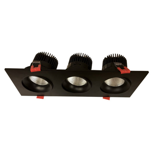Luxrite LR32186 36W LED Gimbal Dimmable Fixture 11 in. Canless 3 Head