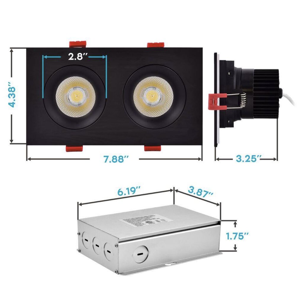 Luxrite LR32184 24W LED Gimbal Dimmable Fixture 7 in. Canless Head
