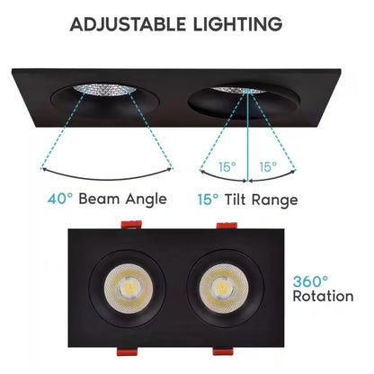 Luxrite LR32184 24W LED Gimbal Dimmable Fixture 7 in. Canless Head