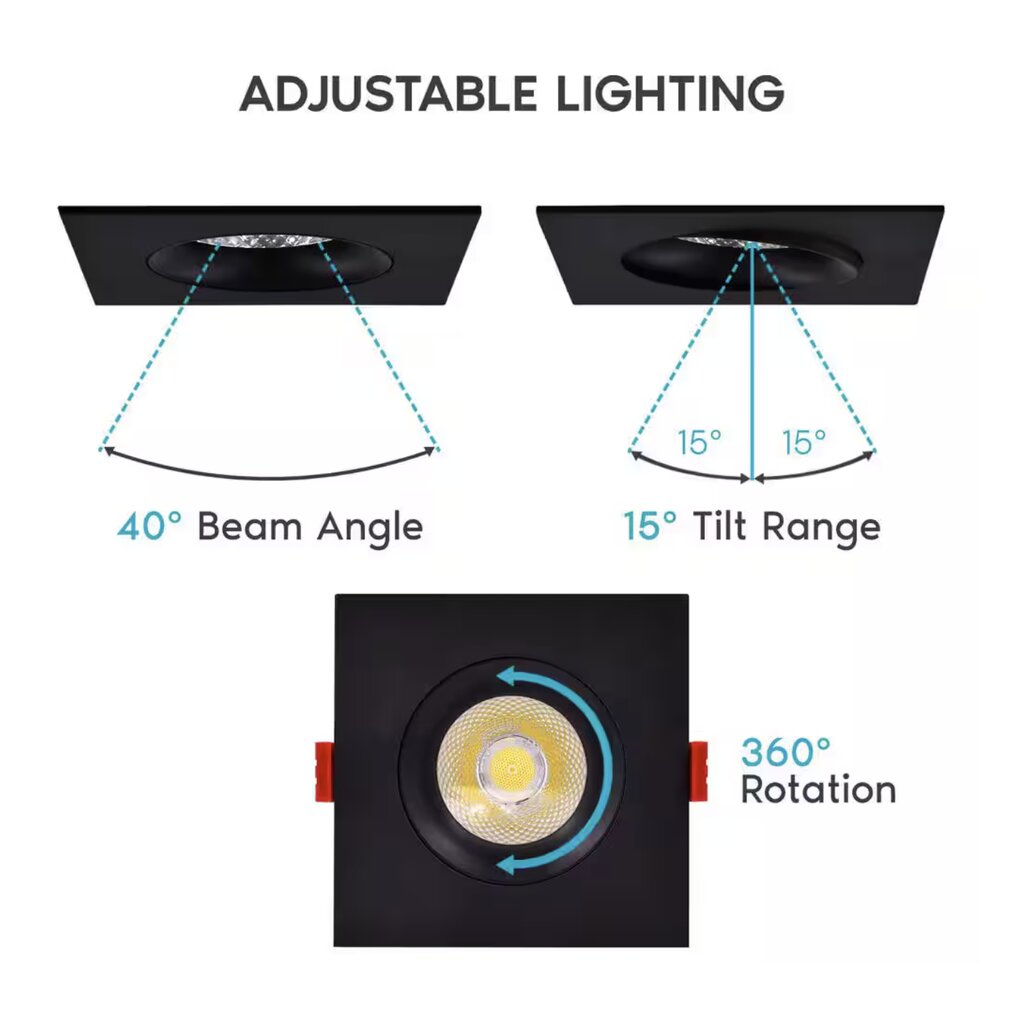 Luxrite LR32181 12W LED Gimbal Dimmable Fixture 4 in. Canless Light