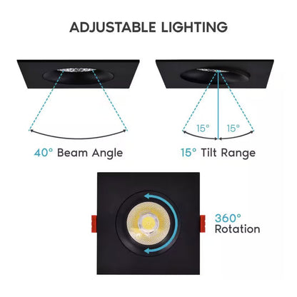 Luxrite LR32181 12W LED Gimbal Dimmable Fixture 4 in. Canless Light