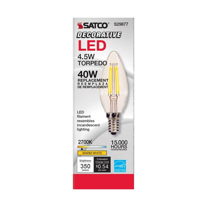 6 pack - Satco S29877 4.5W B11 LED Light Bulb