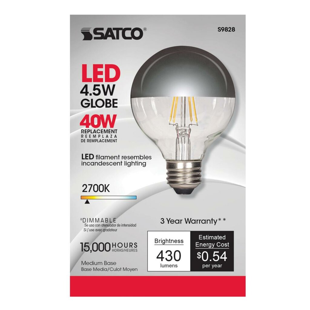 6 pack - Satco S9828 4.5W G25 Warm White LED Light Bulb