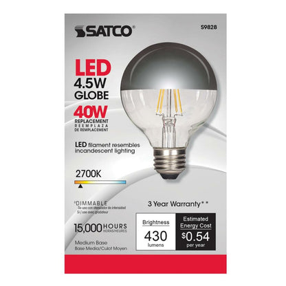 6 pack - Satco S9828 4.5W G25 Warm White LED Light Bulb