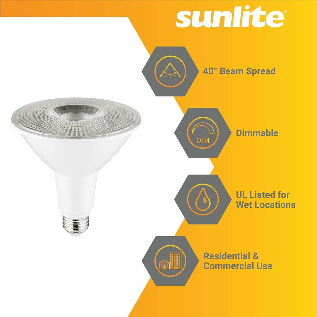 6 pack - Sunlite 87938-SU 15W PAR38 Daylight LED Light Bulb