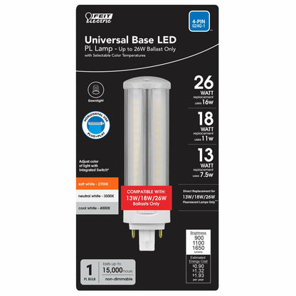 4 pack - Feit Electric PL26A/H/CCT/LED/HDRP 16W Twin-Tube CCT LED