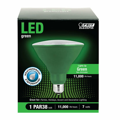 4 pack - Feit Electric PAR38/G/10KLED/BX 7W PAR38 Green LED Light Bulb