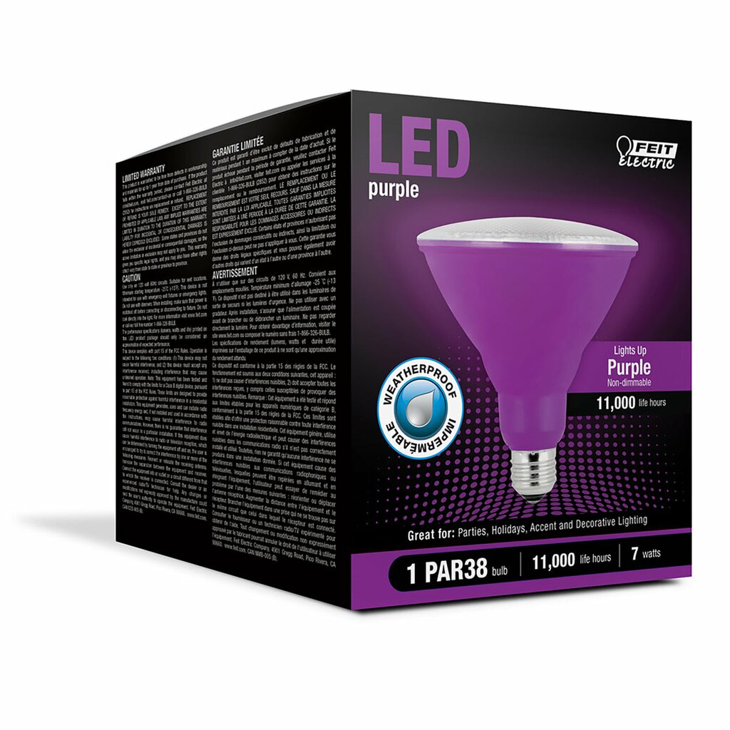 Feit Electric PAR38/P/10KLED/BX 7W PAR38 Purple LED Light Bulb