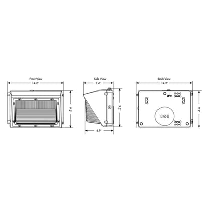 TCP TWPUZDB1CCT 354555W LED Wall Pack Dimmable Fixture Outdor Wall