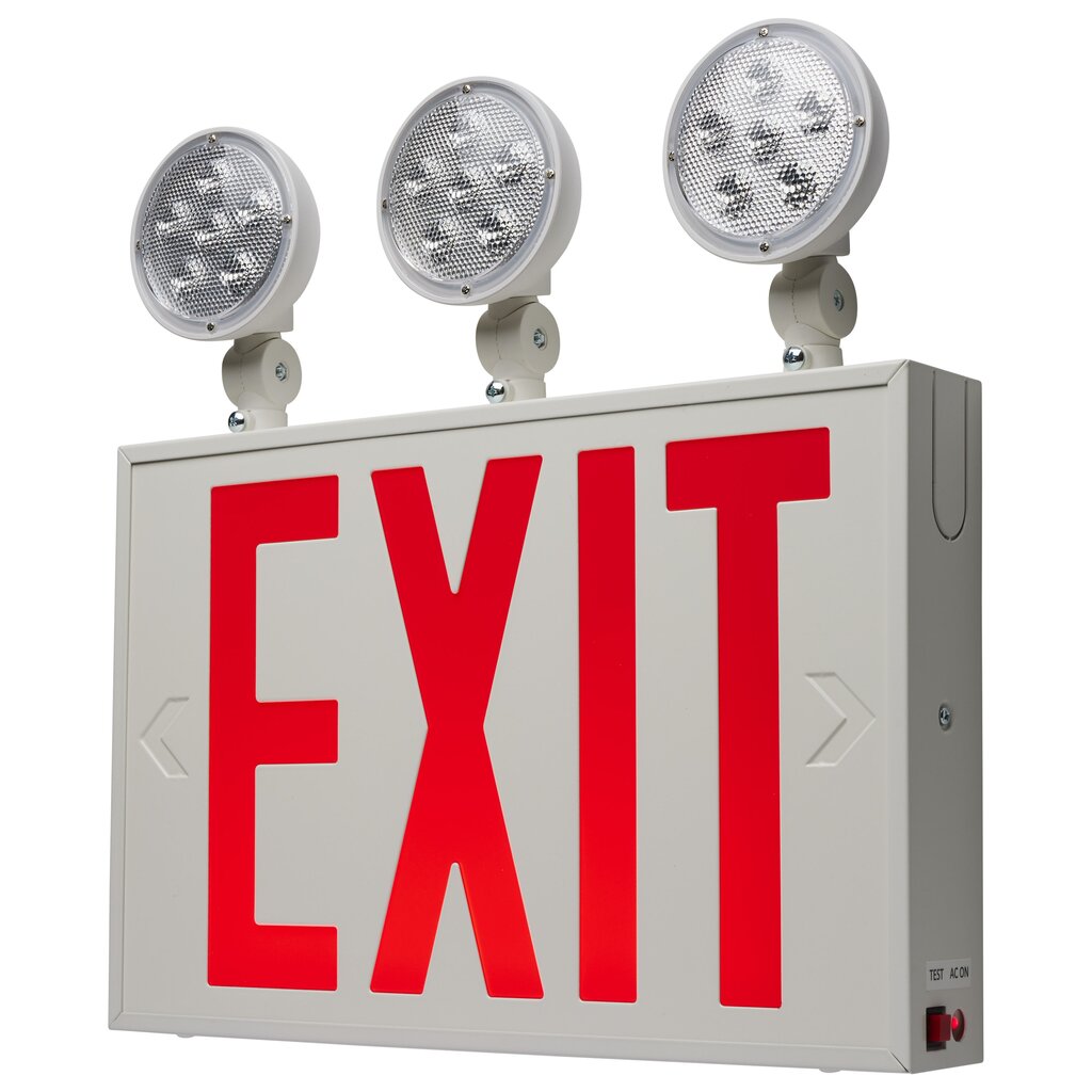 Satco 67-124 3W LED Fixture Combination Red Exit Sign/Emergency Light
