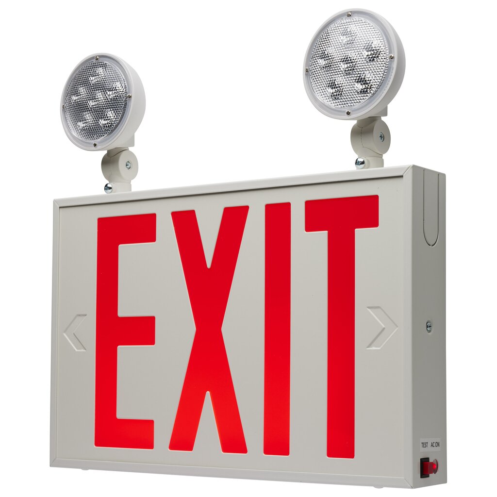 Satco 67-123 3W LED Fixture Combination Red Exit Sign/Emergency Light