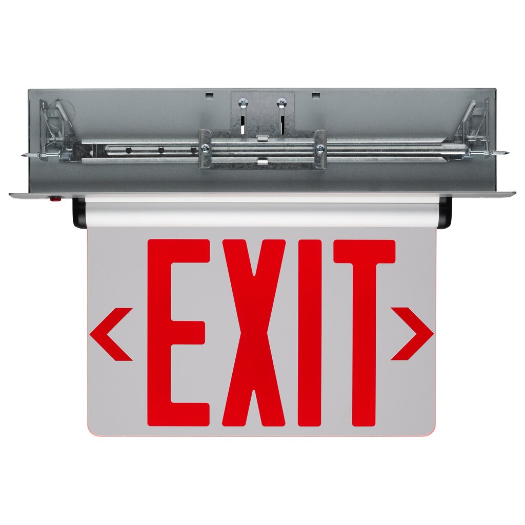 Satco 67-117 3.14W LED Fixture Red (Mirror) Edge Lit Exit Sign - Dual