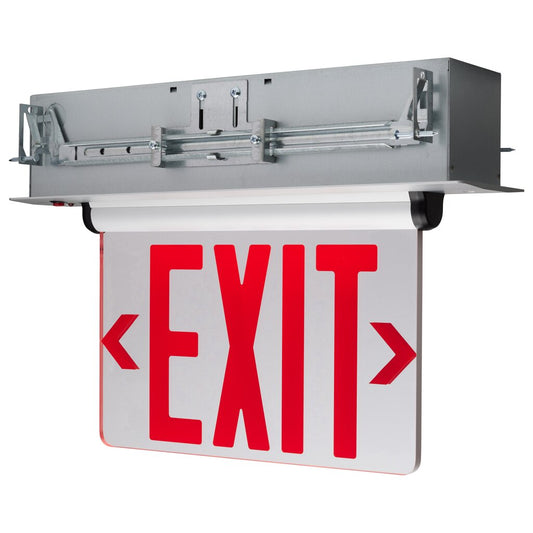 Satco 67-117 3.14W LED Fixture Red (Mirror) Edge Lit Exit Sign - Dual