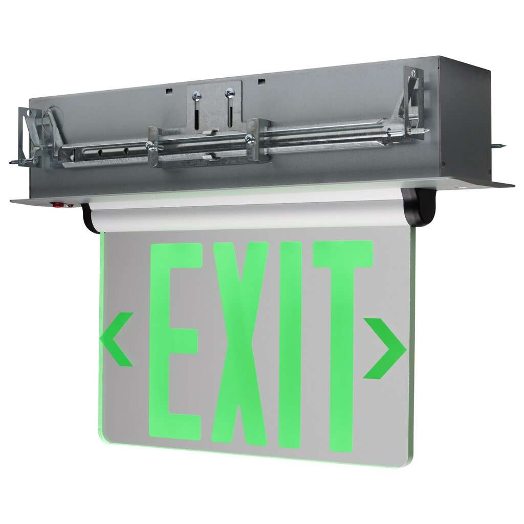 Satco 67-116 2.94W LED Fixture Green (Clear) Edge Lit Exit Sign - 2.94