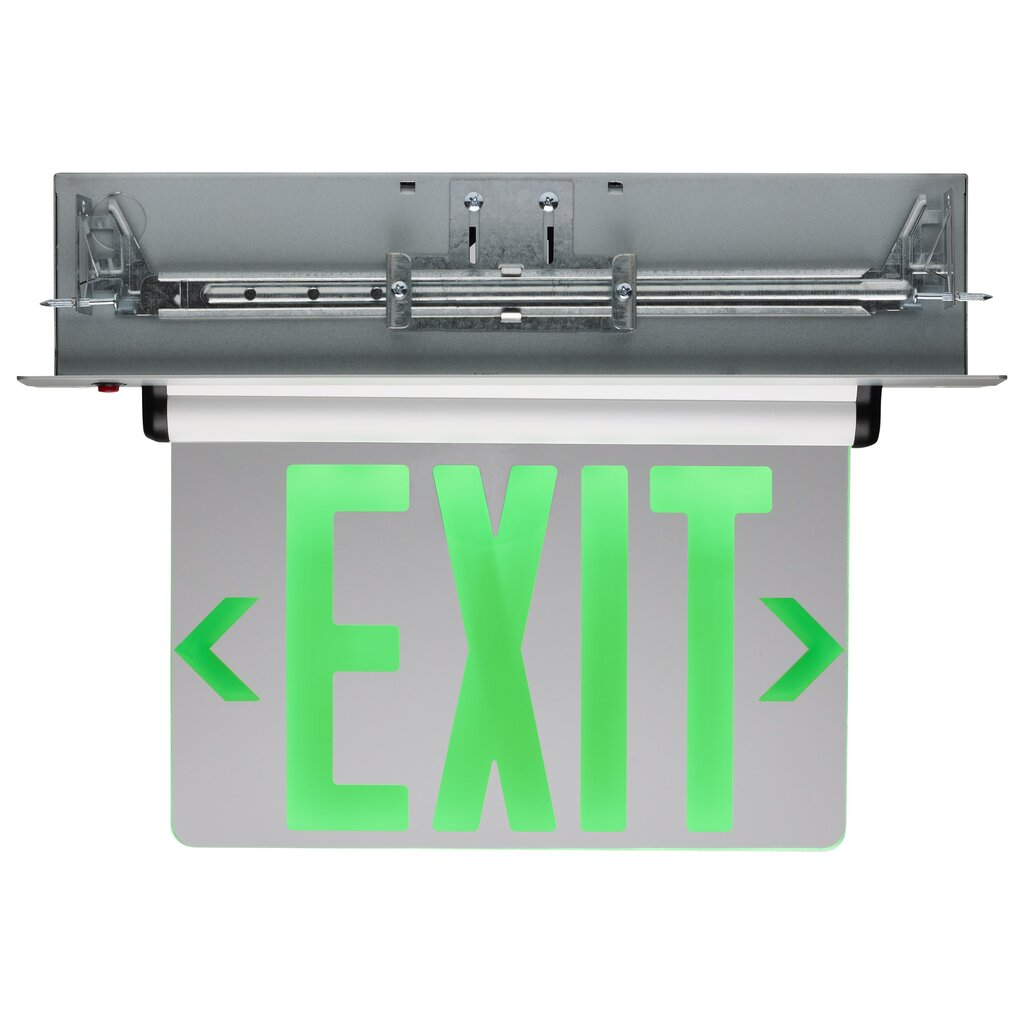 Satco 67-115 2.94W LED Fixture Green (Mirror) Edge Lit Exit Sign -
