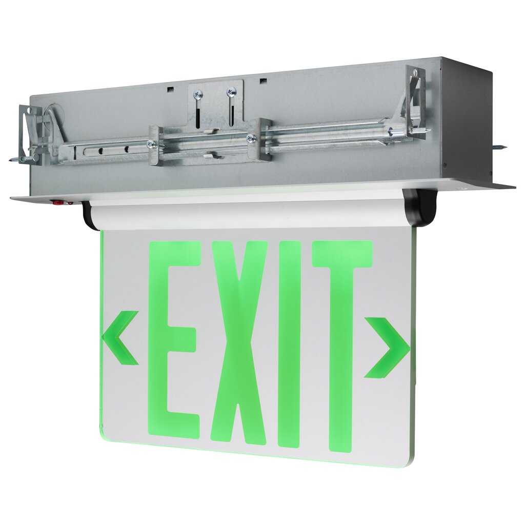Satco 67-115 2.94W LED Fixture Green (Mirror) Edge Lit Exit Sign -