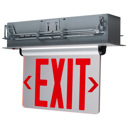 Satco 67-114 3.14W LED Fixture Red (Clear) Edge Lit Exit Sign - 3.14