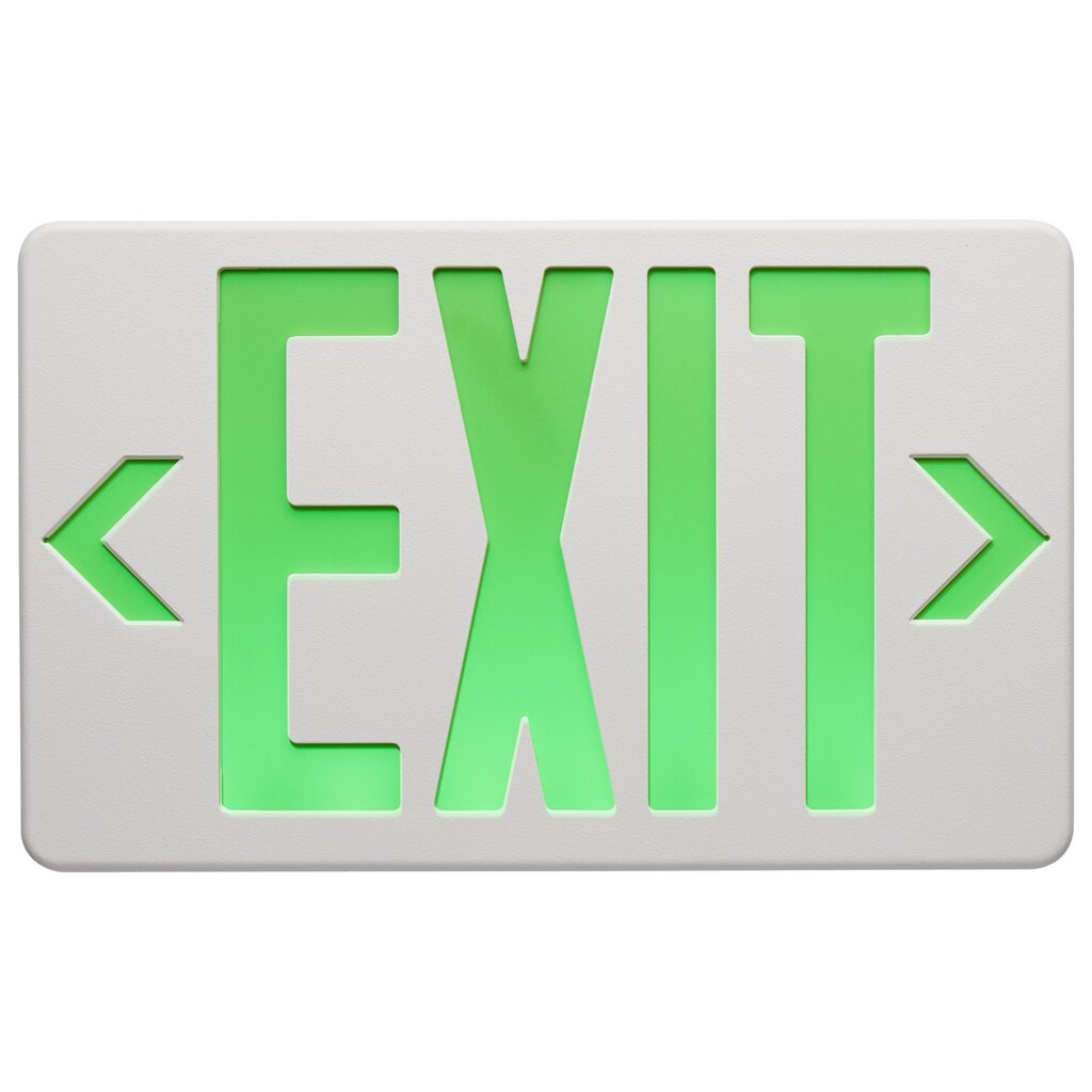 Satco 67-100 2.9W LED Fixture Green Exit Sign 90min Ni-Cad backup