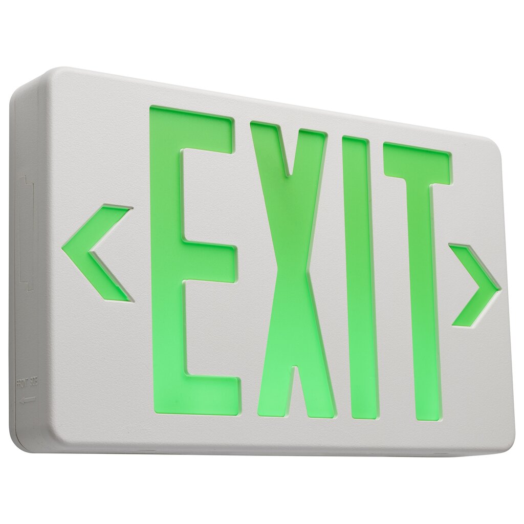 Satco 67-100 2.9W LED Fixture Green Exit Sign 90min Ni-Cad backup