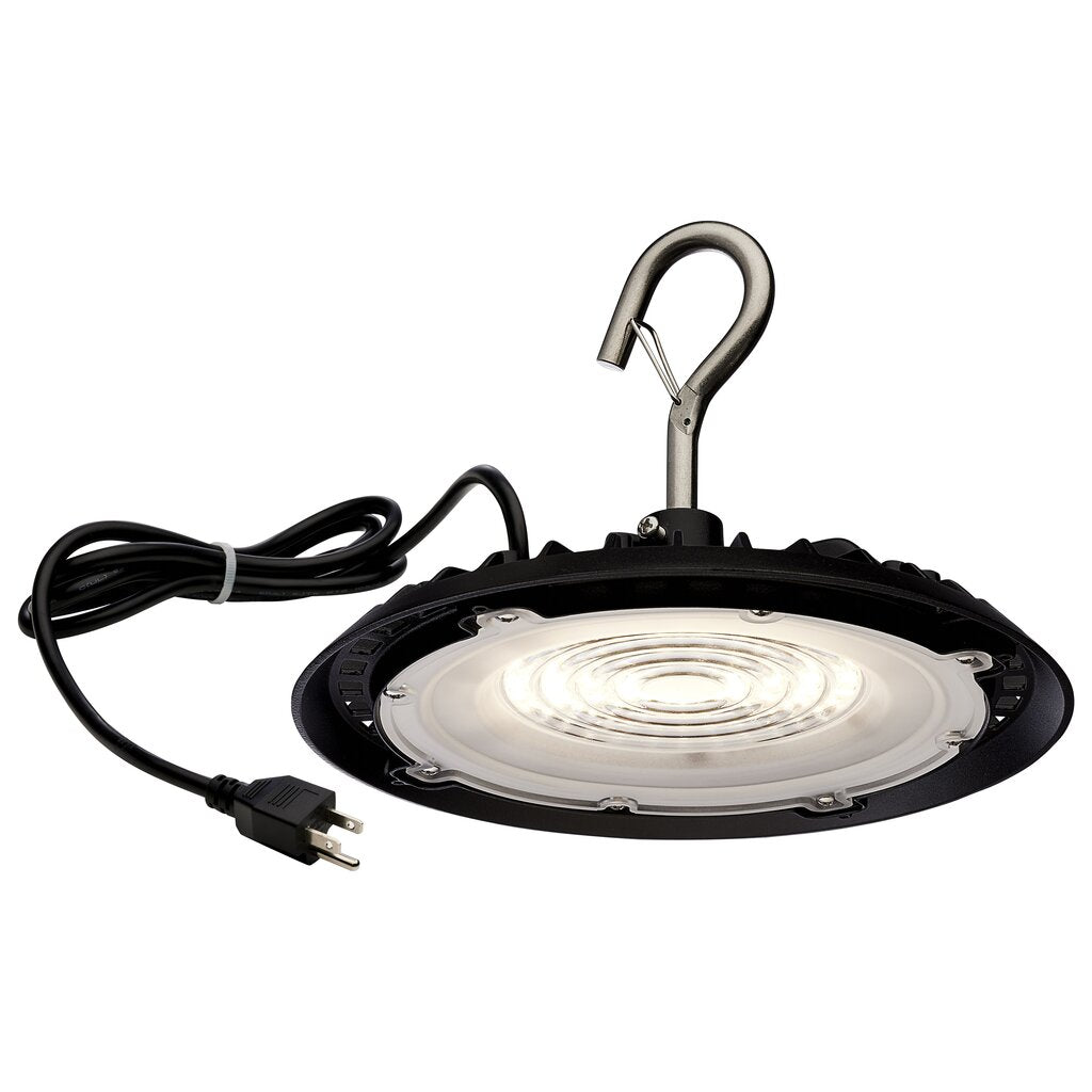 Satco 65-961 60W LED Fixture - Hi-Pro Shop Light with Plug 8" Dia.