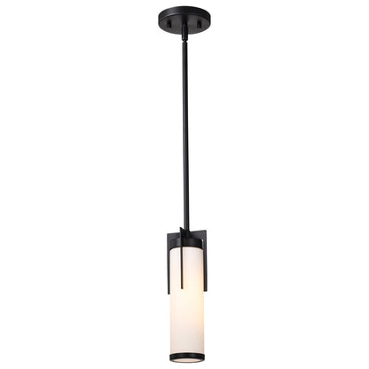 Satco 60-8053 Fixture Roselle - Mini Pendant Matte Black with White