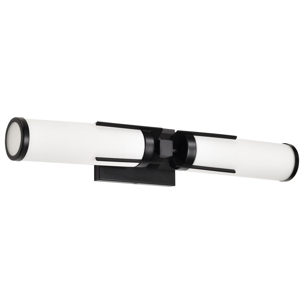 Satco 60-8052 Fixture Roselle - 2 Light Vanity Matte Black with White