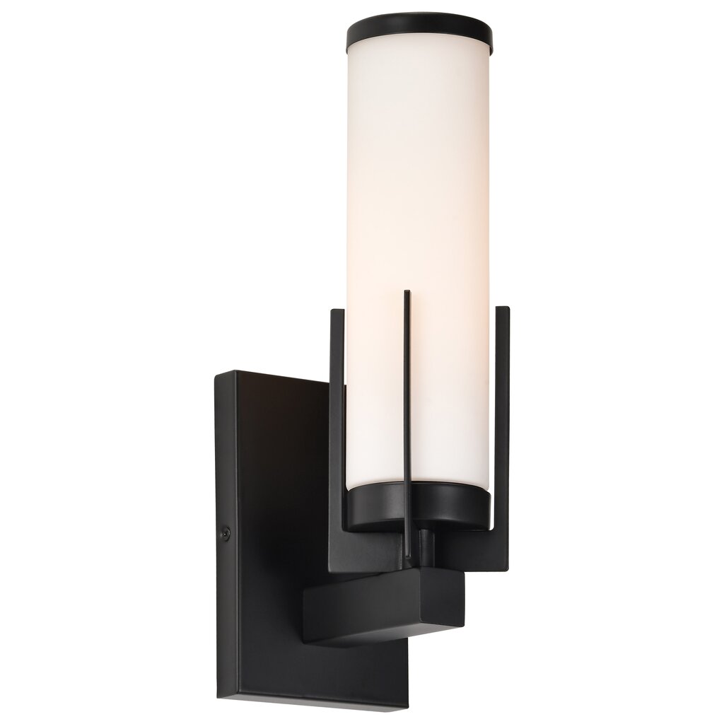 Satco 60-8051 Fixture Roselle - 1 Light Vanity Matte Black with White