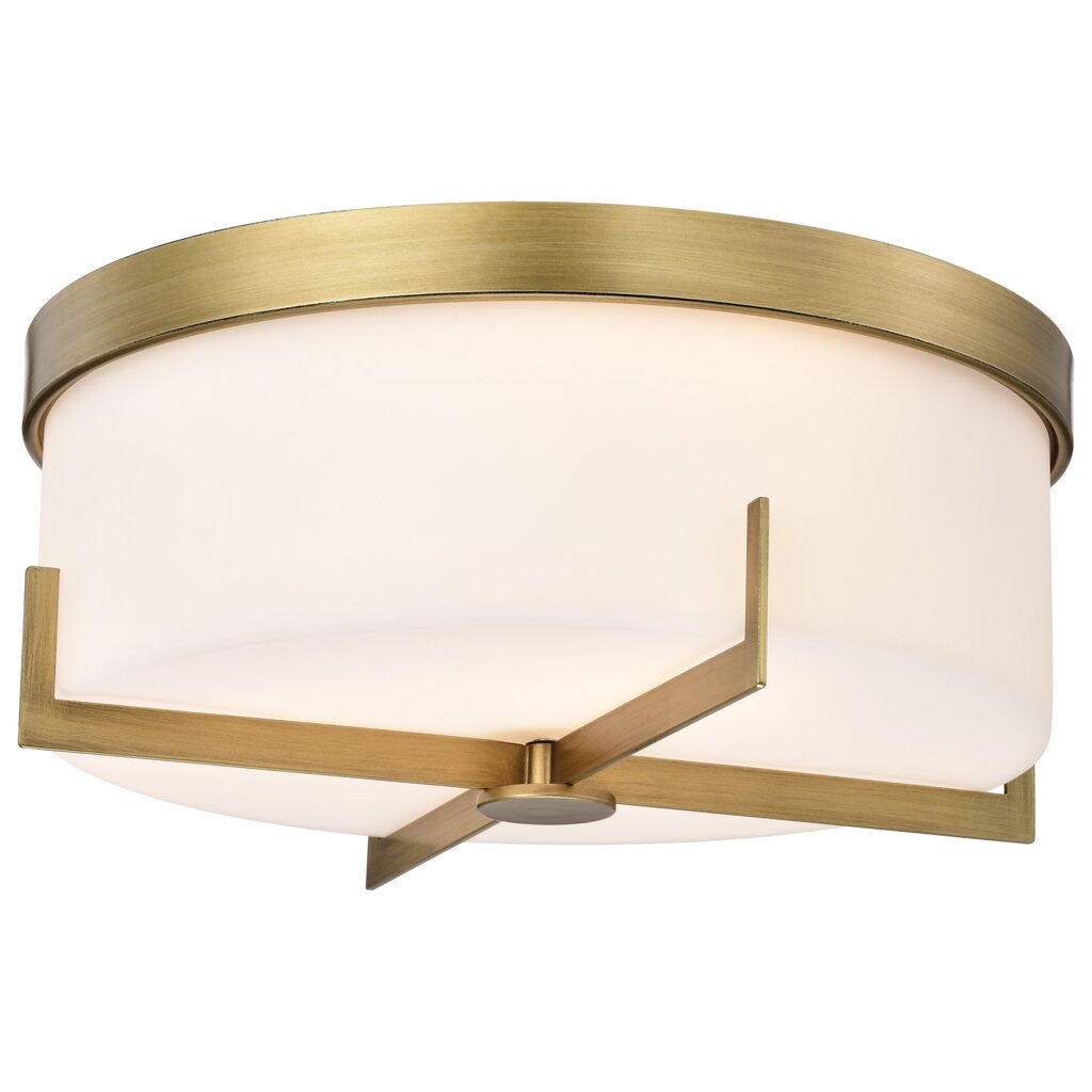 Satco 60-8044 Fixture Roselle - 15 Inch Flush Mount Natural Brass with
