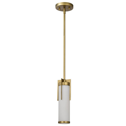 Satco 60-8043 Fixture Roselle - Mini Pendant Natural Brass with White