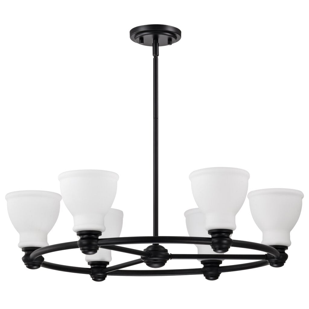 Satco 60-8027 Fixture Russel - 6 Light Chandelier Matte Black with