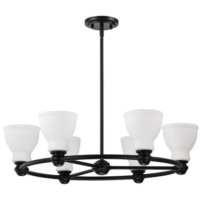 Satco 60-8027 Fixture Russel - 6 Light Chandelier Matte Black with