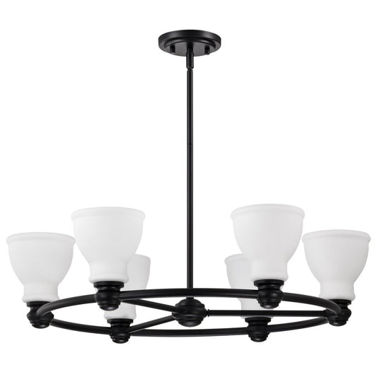 Satco 60-8027 Fixture Russel - 6 Light Chandelier Matte Black with