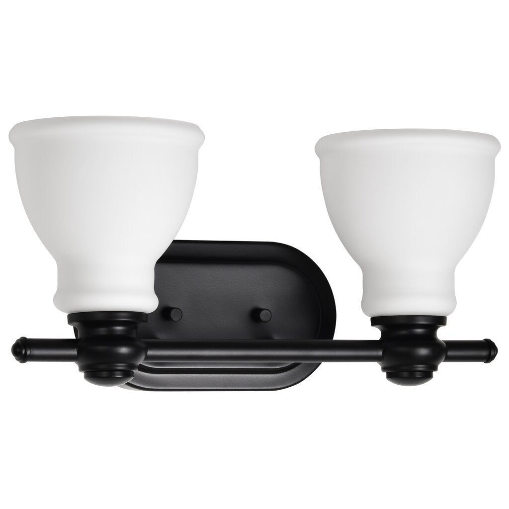 Satco 60-8022 Fixture Russel - 2 Light Vanity Matte Black with Satin