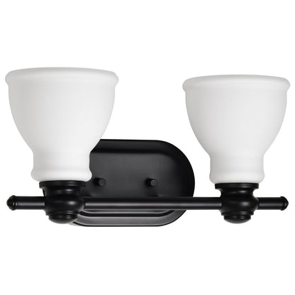 Satco 60-8022 Fixture Russel - 2 Light Vanity Matte Black with Satin
