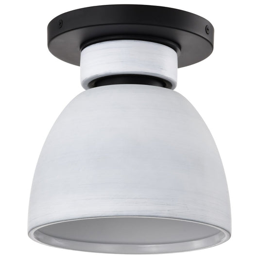 Satco 60-8011 Fixture Collins - 8 Inch Flush Mount Ceramic with Silver