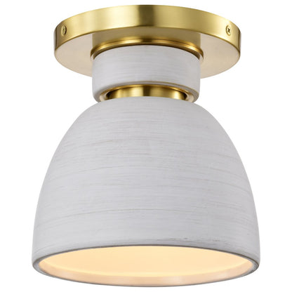 Satco 60-8001 Fixture Collins - 8 Inch Flush Mount Ceramic with Gold