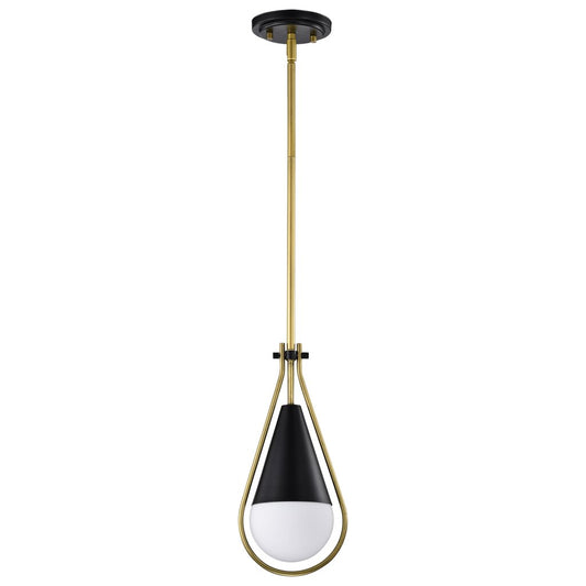 Satco 60-7903 Fixture Admiral 1 Light Pendant - 10 Inches Matte Black