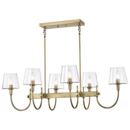 Satco 60-7887 Fixture Brookside 6 Light Island Pendant - Vintage Brass