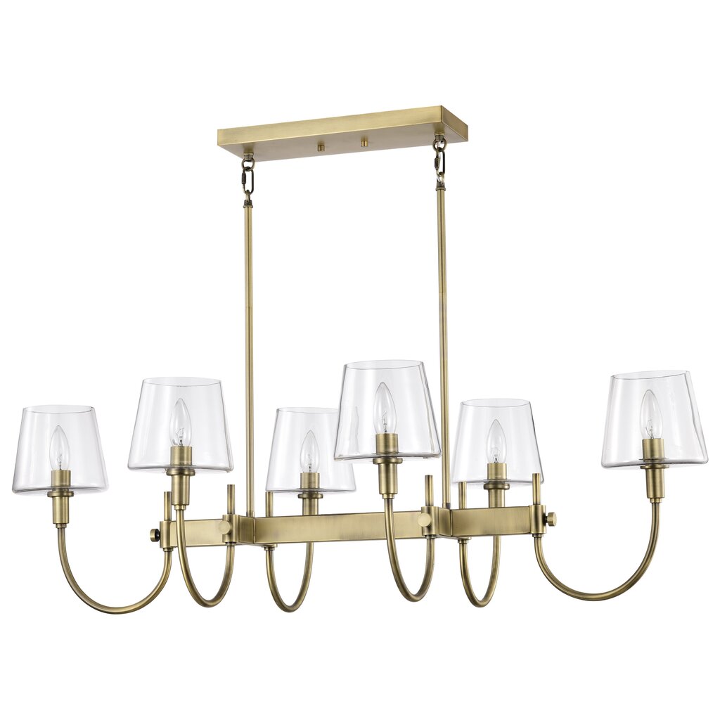 Satco 60-7887 Fixture Brookside 6 Light Island Pendant - Vintage Brass