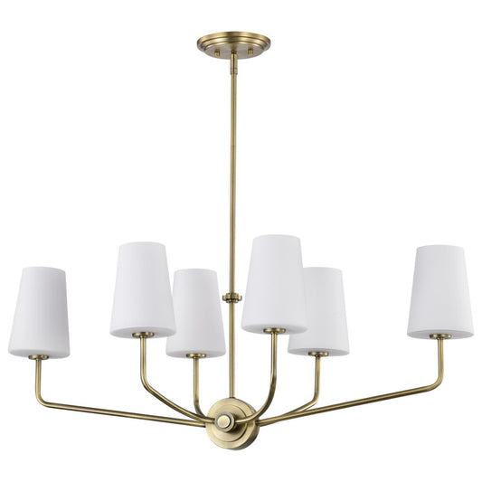 Satco 60-7886 Fixture Cordello 6 Light Island Pendant - Vintage Brass