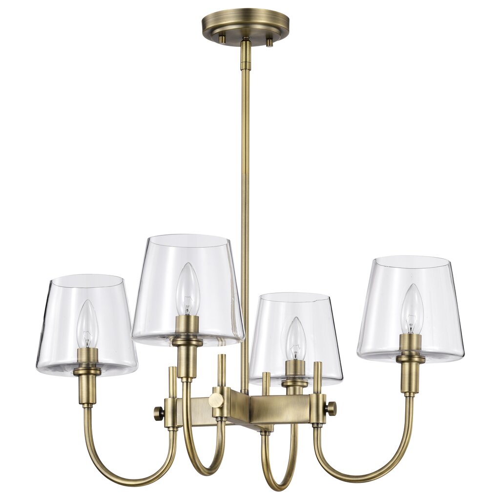 Satco 60-7885 Fixture Brookside 4 Light Chandelier - Vintage Brass