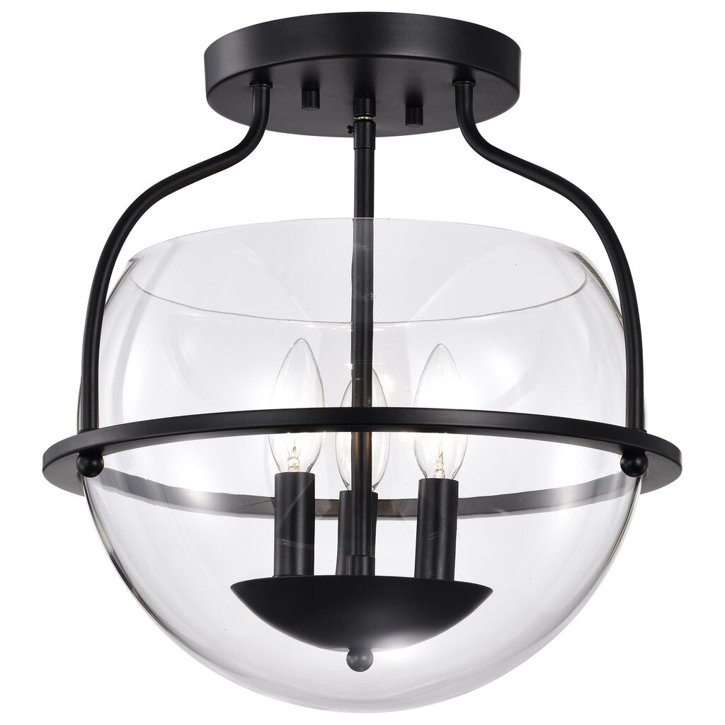 Satco 60-7823 Fixture Amado 3 Light Semi Flush Mount - Matte Black