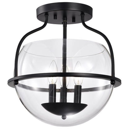 Satco 60-7823 Fixture Amado 3 Light Semi Flush Mount - Matte Black