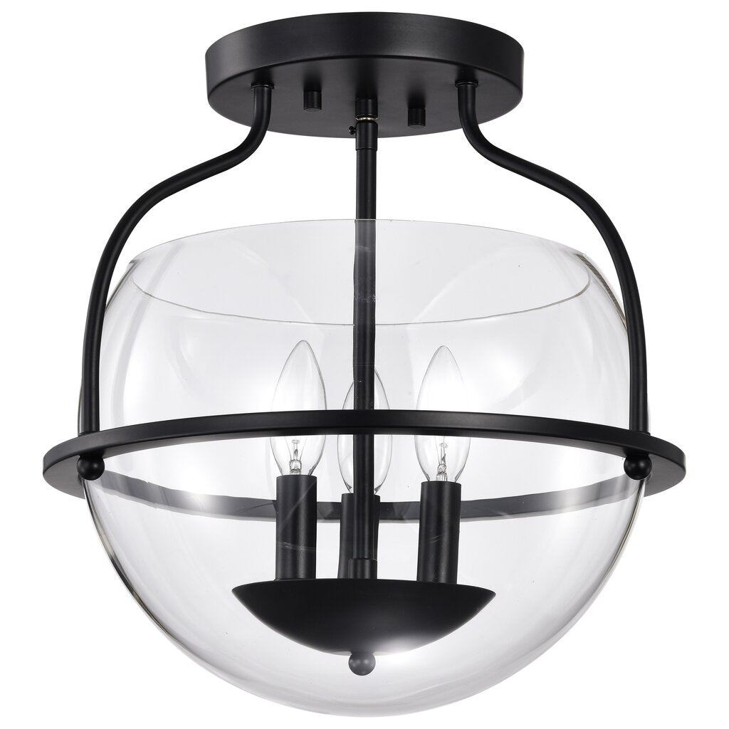 Satco 60-7823 Fixture Amado 3 Light Semi Flush Mount - Matte Black
