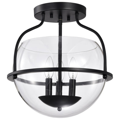 Satco 60-7823 Fixture Amado 3 Light Semi Flush Mount - Matte Black