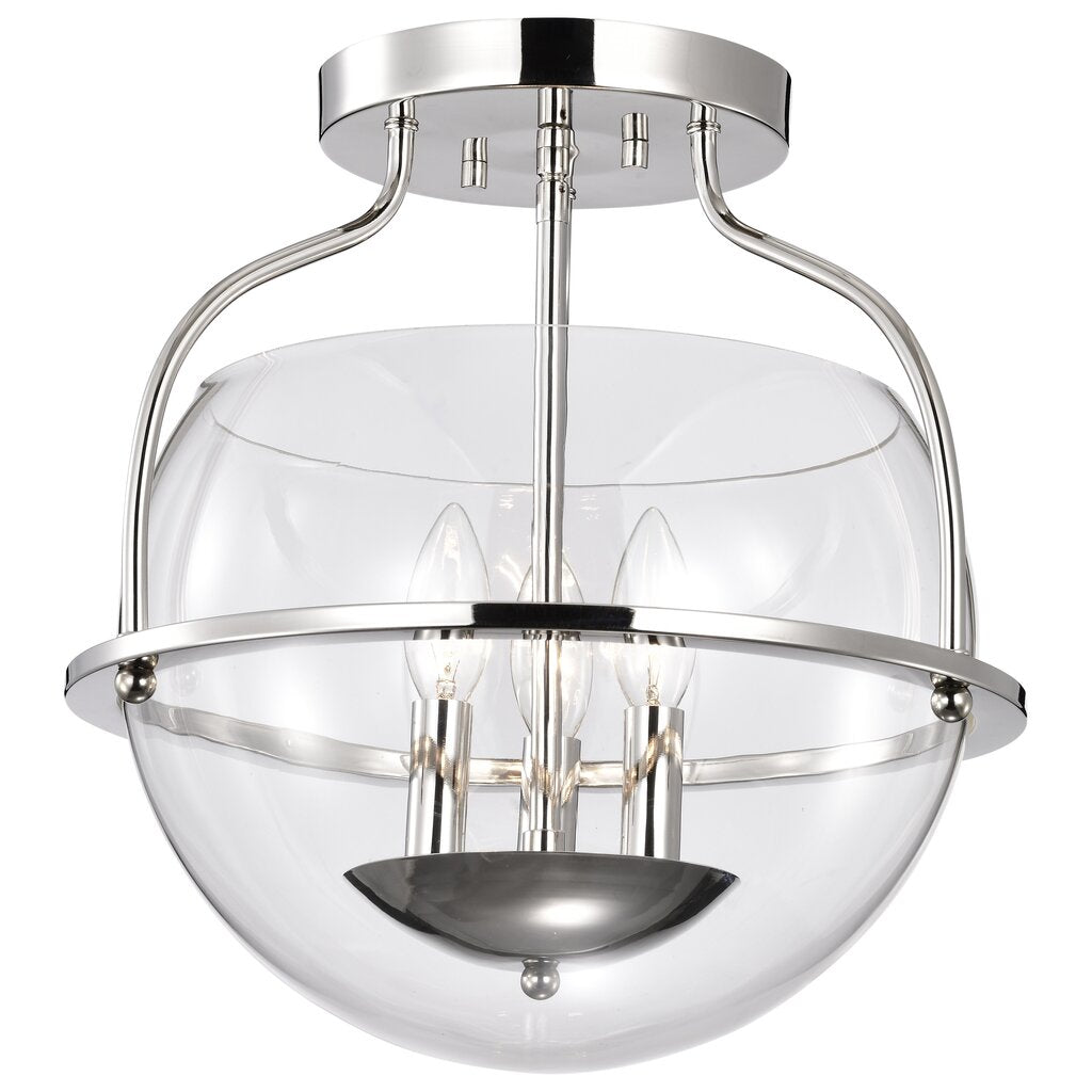 Satco 60-7822 Fixture Amado 3 Light Semi Flush Mount - Polished Nickel