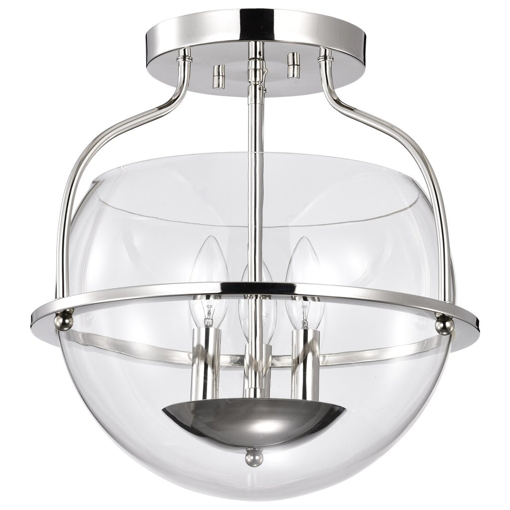 Satco 60-7822 Fixture Amado 3 Light Semi Flush Mount - Polished Nickel