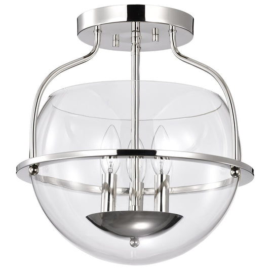 Satco 60-7822 Fixture Amado 3 Light Semi Flush Mount - Polished Nickel