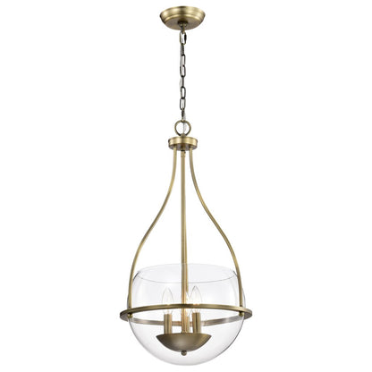 Satco 60-7818 Fixture Amado 3 Light Pendant - 14 Inches Vintage Brass
