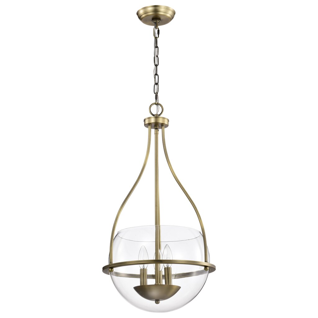 Satco 60-7818 Fixture Amado 3 Light Pendant - 14 Inches Vintage Brass